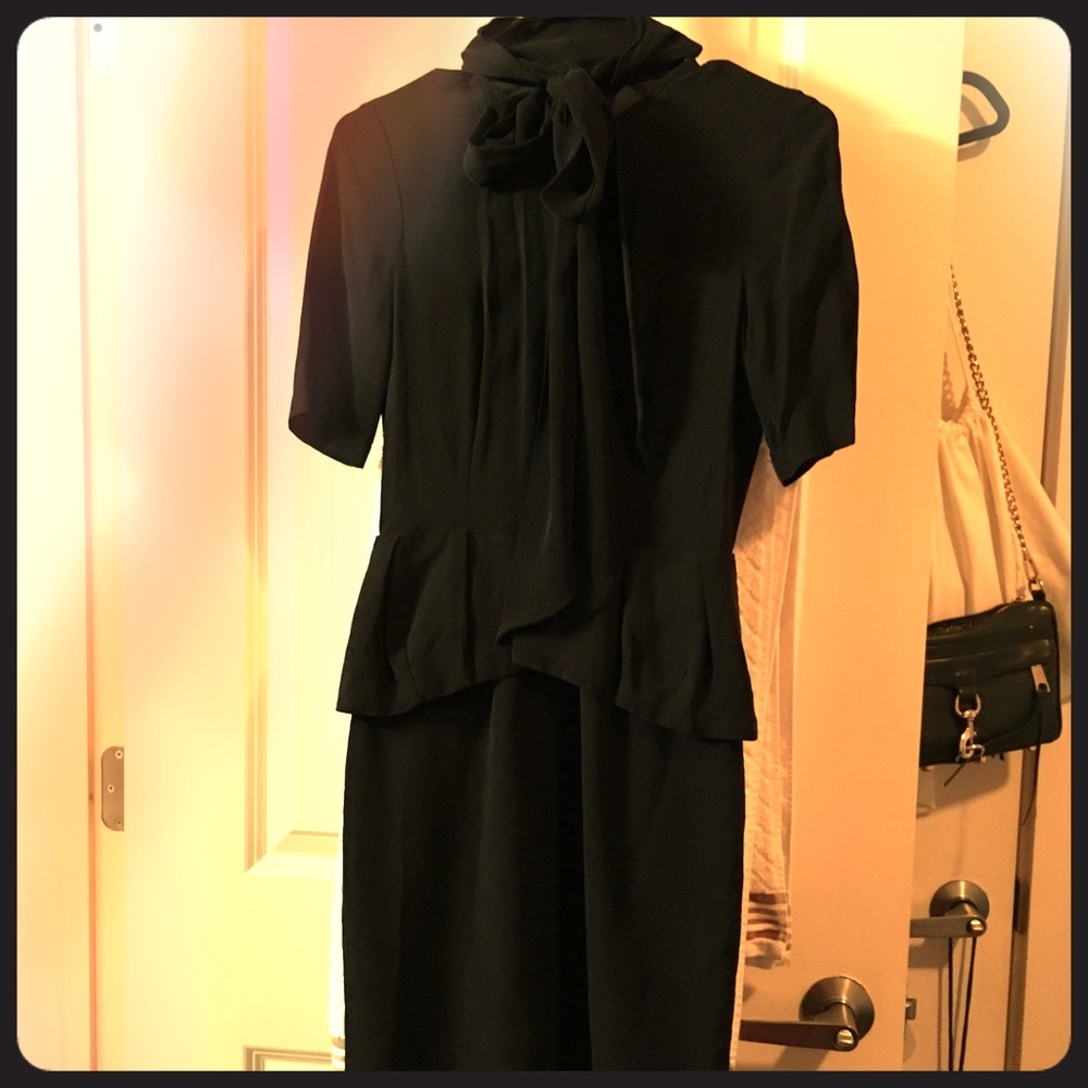 BCBGMAXAZRIA Black Denisa Tieneck Peplum Dress